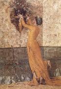 Osman Hamdy Bey Jeune fille disposant des fleurs dans un vase (mk32) oil painting artist